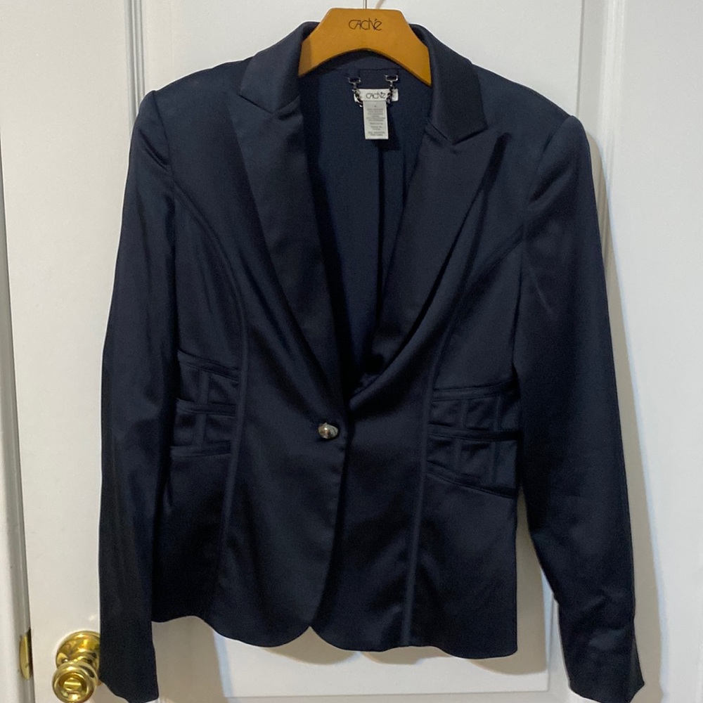 Cache dressy Navy satin look blazer (pants sold separate ) sz 4